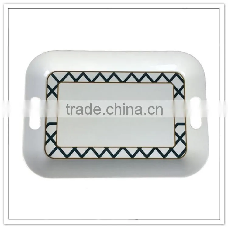 White color homeware plastic food tray with handles