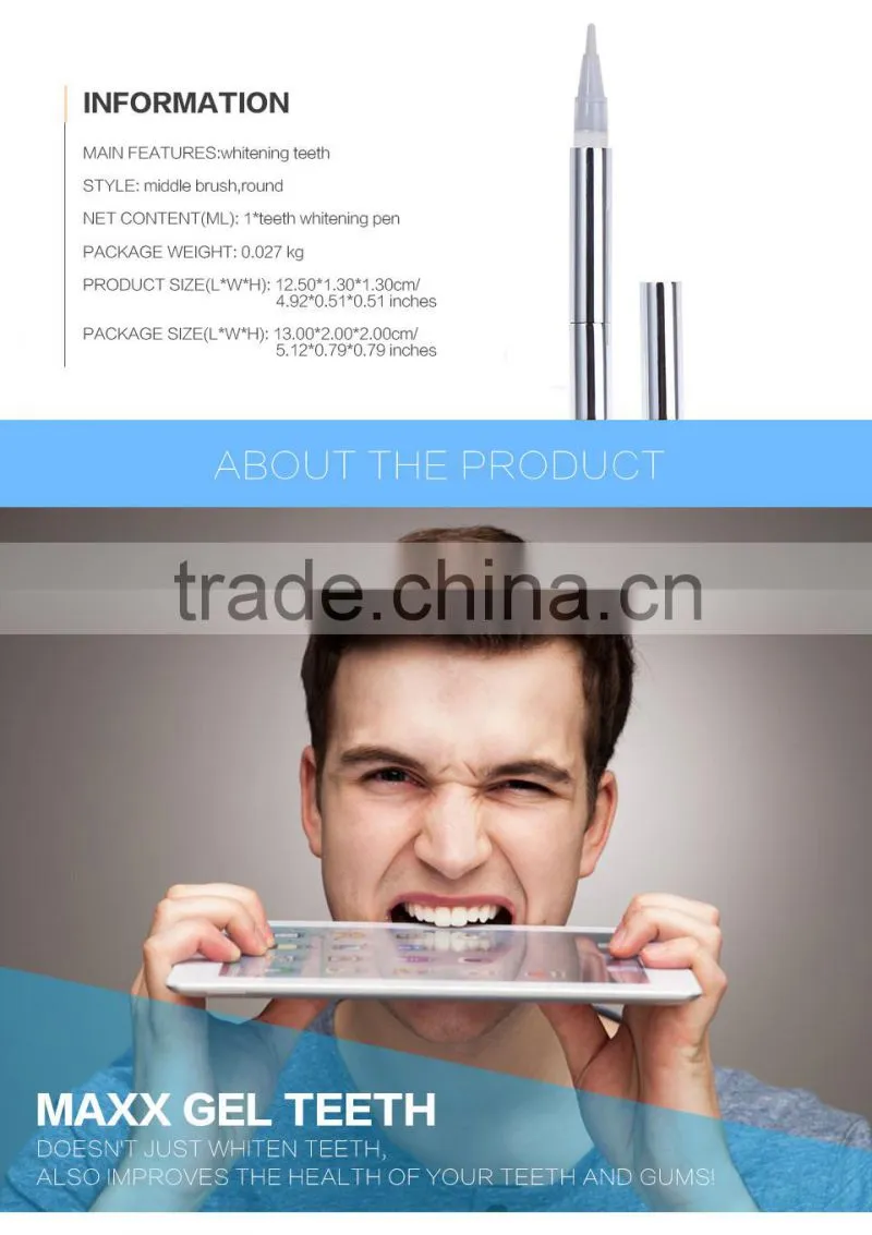 2016 Manufacturer Dental Teeth Whitening 2ml Sliver Gold Gel Pen Whitening Teeth gel pen