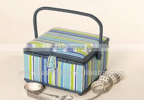 Floral Print Wooden Sewing Tool Box w/ Accessories