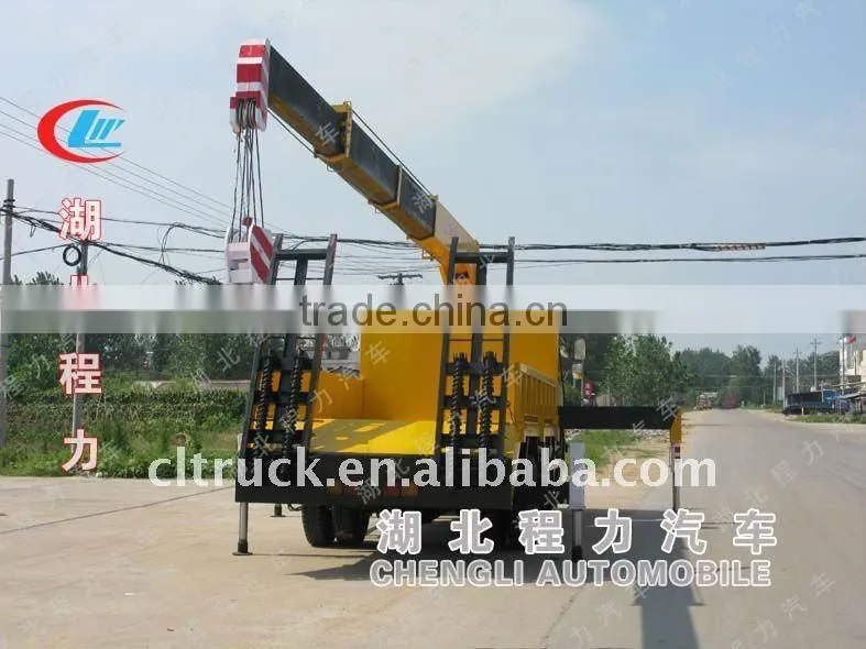 Dongfeng flatbed truck with 8T crane for sale