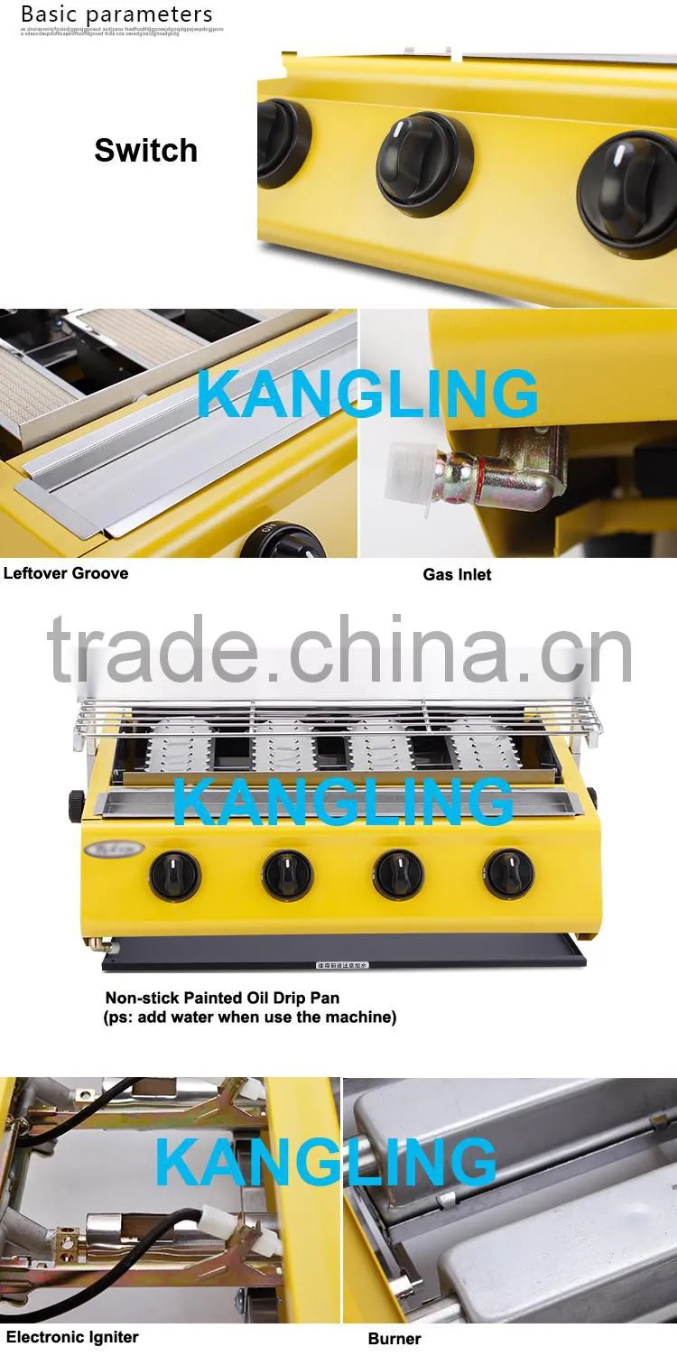 4 small heads coloful painted Environmental Barbecue Grill for commercial use
