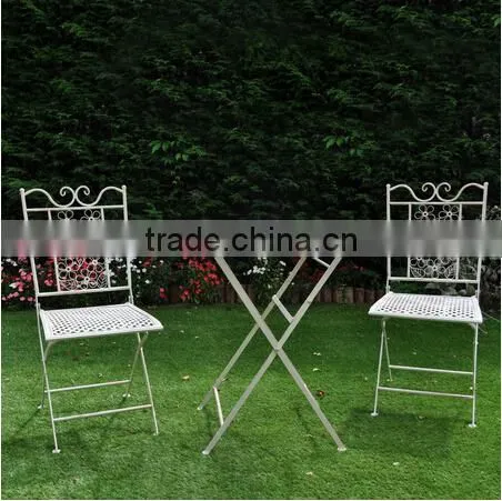 White Bistro Set With Foldable Table and Chairs