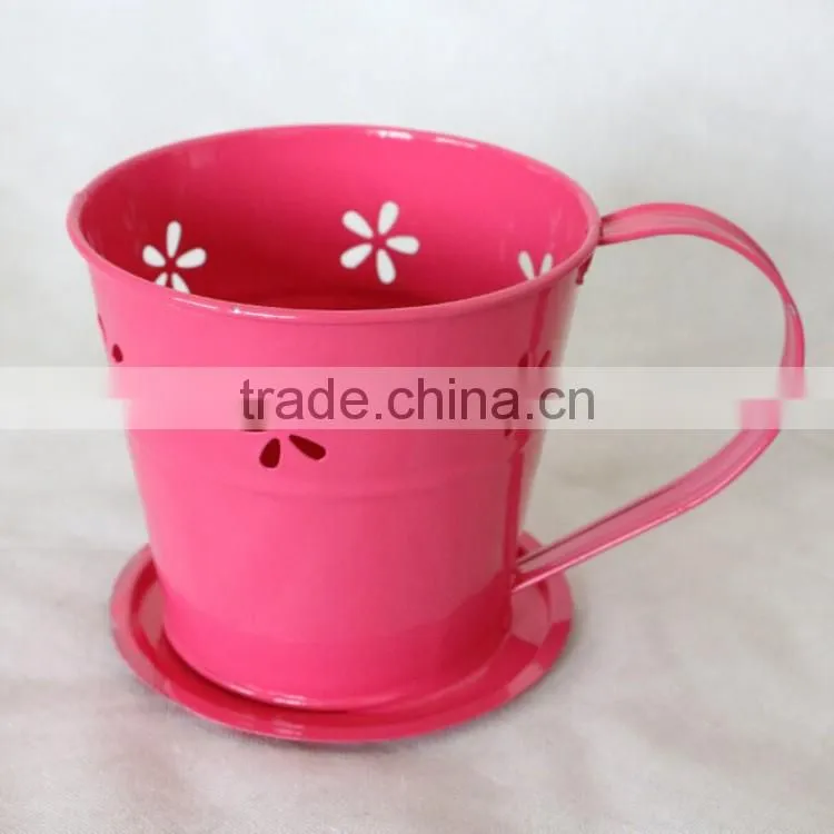 high quality china metal handicraft black western half round boat flower pot for garden