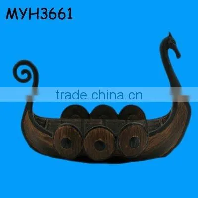 polyresin viking and viking ship model