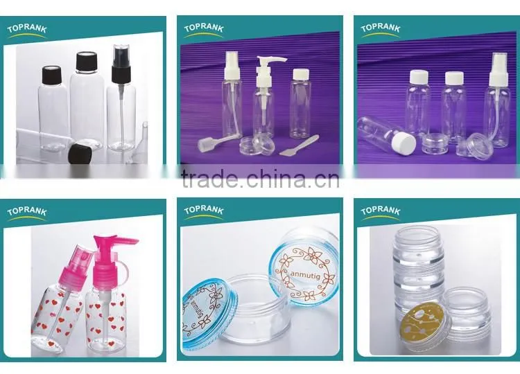 Toprank Clear 6PCS Spray Bottle Pump Jar Plastic Travel Cosmetic Bottle Set Empty Size Travel Kit Bottle With PVC Bag