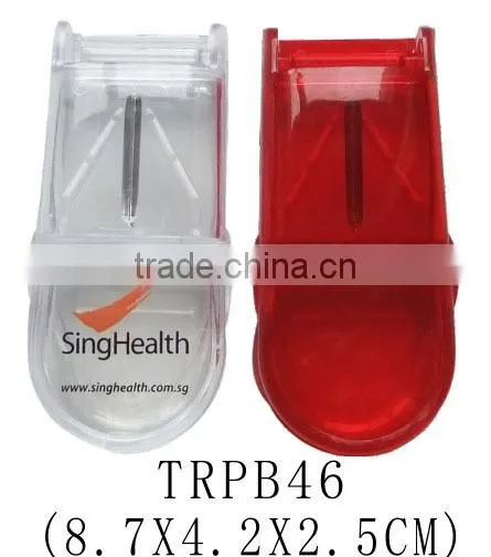 Plastic logo printed travel pill cutter with pill storage box