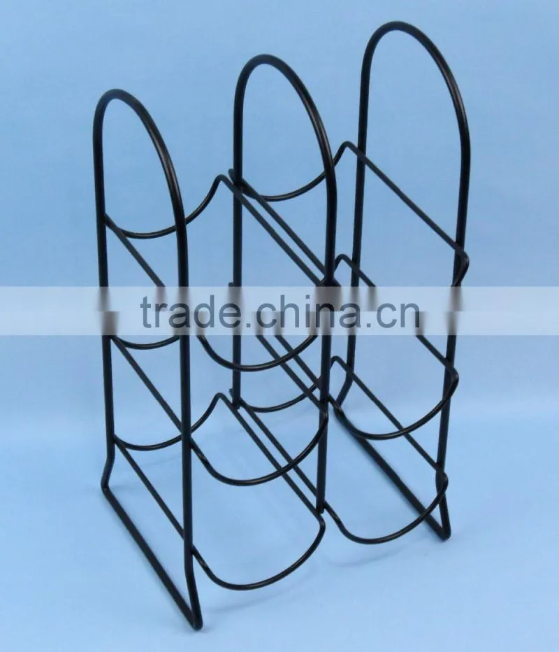 Modern Grapevine Design Black Freestanding Metal 6 Bottle Wine Storage Shelf Rack
