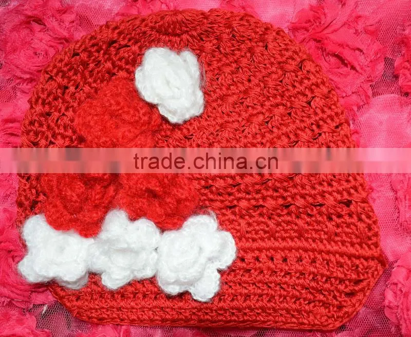 2013 Wholesale baby hat christmas elves newsboy caps with flower red hat christmas baby hat wholesale