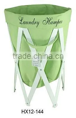 Patent Folding Wooden Laundry Hamper With Canvas Bag