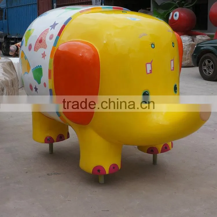 Customized fiberglass colourful elephant statue