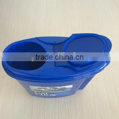 Plastic cat dog pet food storage bucket food container with flip lid