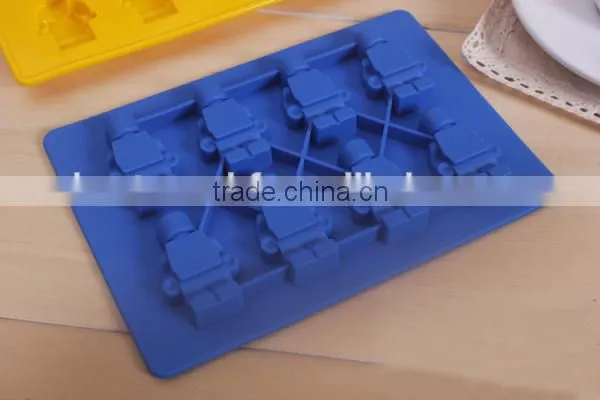 FDA 8 cavities silicone robot ice tray blue and yellow ice cube tray