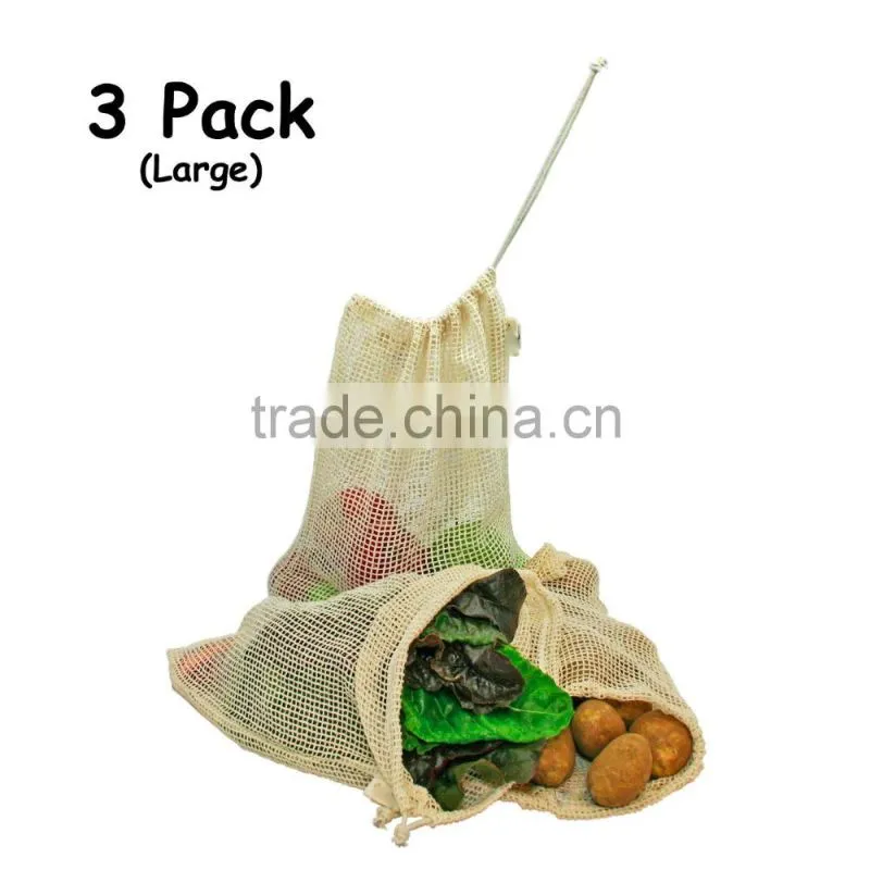 Eco Friendly Organic Cotton Mesh Reusable Produce Bags