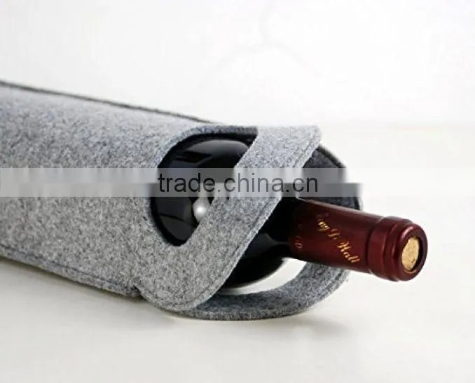 Light Gray Felt Single Bottle Wine Bag (TM-FT017)