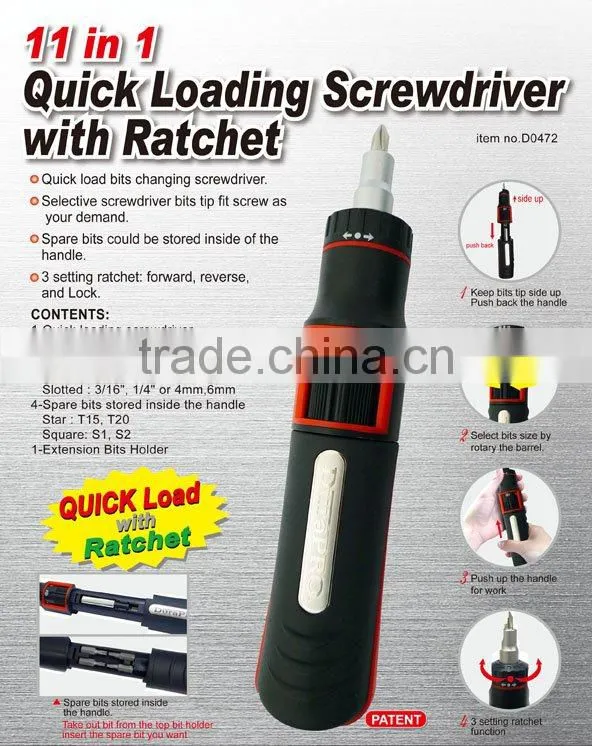 11 in 1 Quick Loading Ratchet Screwdriver