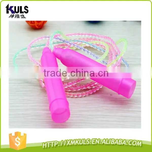 Children skip rope transparent colored plastic rope skipping