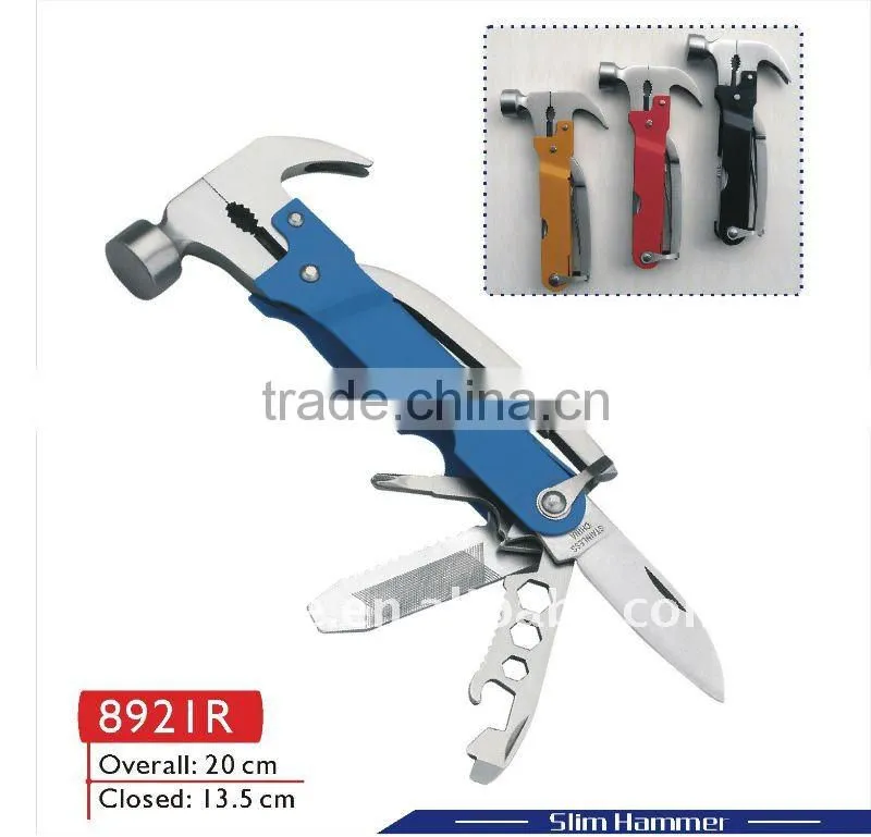 2014 Promotion hardware mini multi function pocket hand tool hammers with axe 8921R