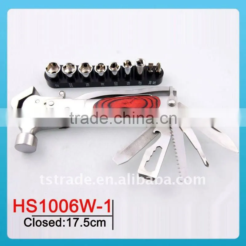 2014 new hardware multi tool wrench multi wrench stainless steel axe multi purpose hammer pocket rubber car tool K8931