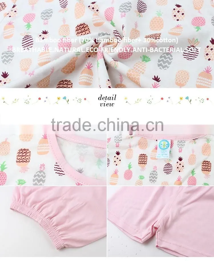 Wholesale soft touch bamboo fiber baby sleepsuit children pajamas for summer