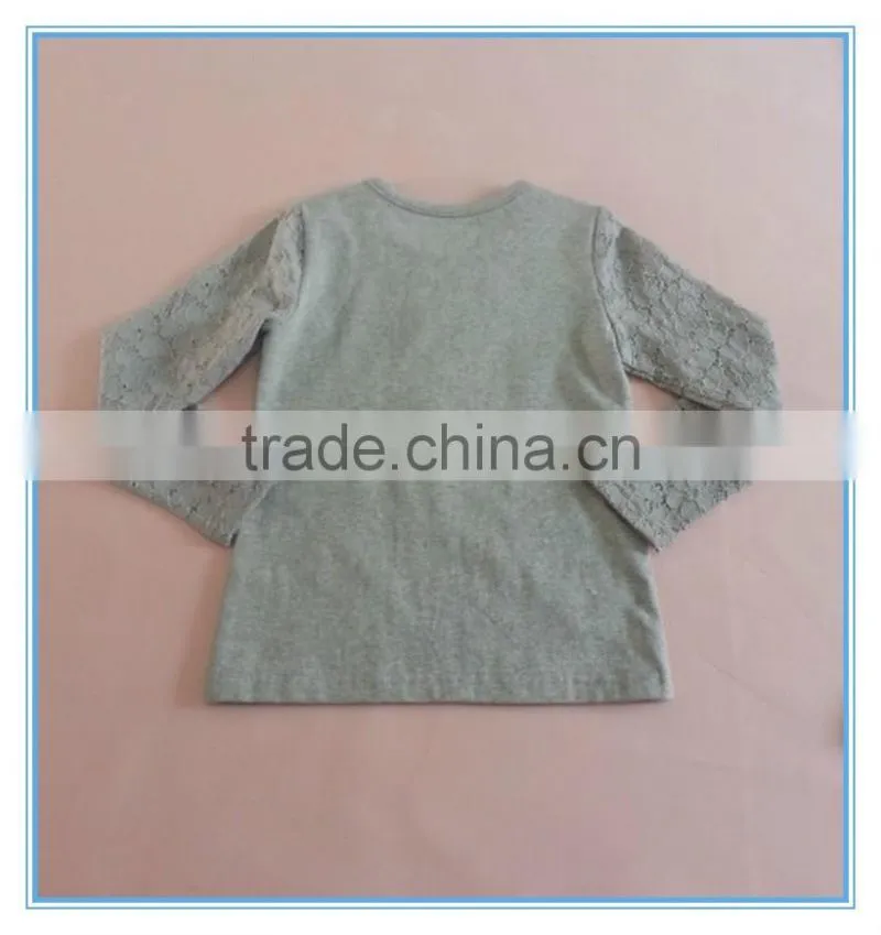 Girls printed lace sleeve t shirt, beautiful girl t shirt with printing, fancy gril long sleeve t shirt, bowknot decorated wear