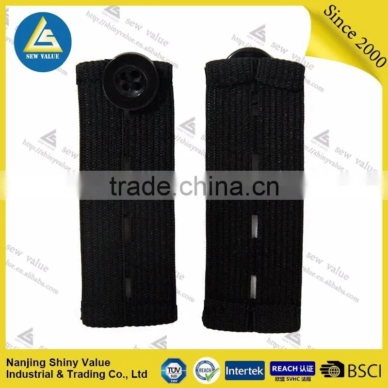 Promotional gift type waist button extenders made of elastic with holes in individual package