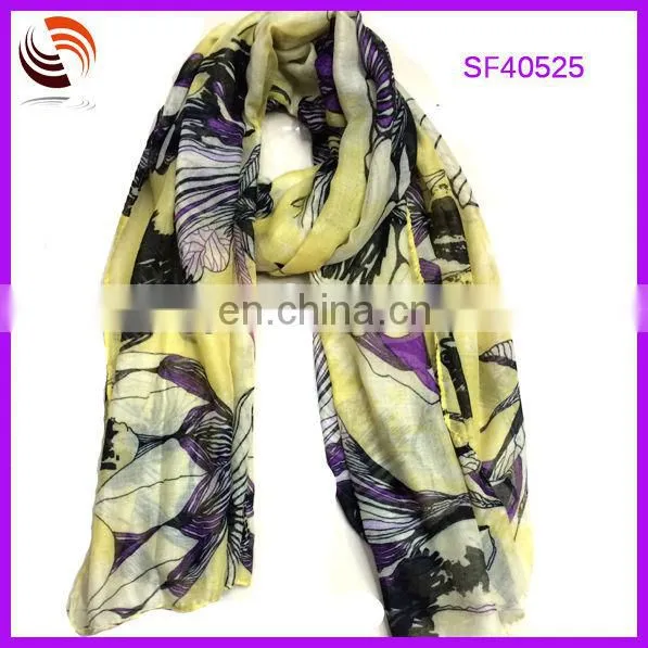 Yiwu factory wholesale fashion fashion muslim women knitted flower scarf brand hijab scarf