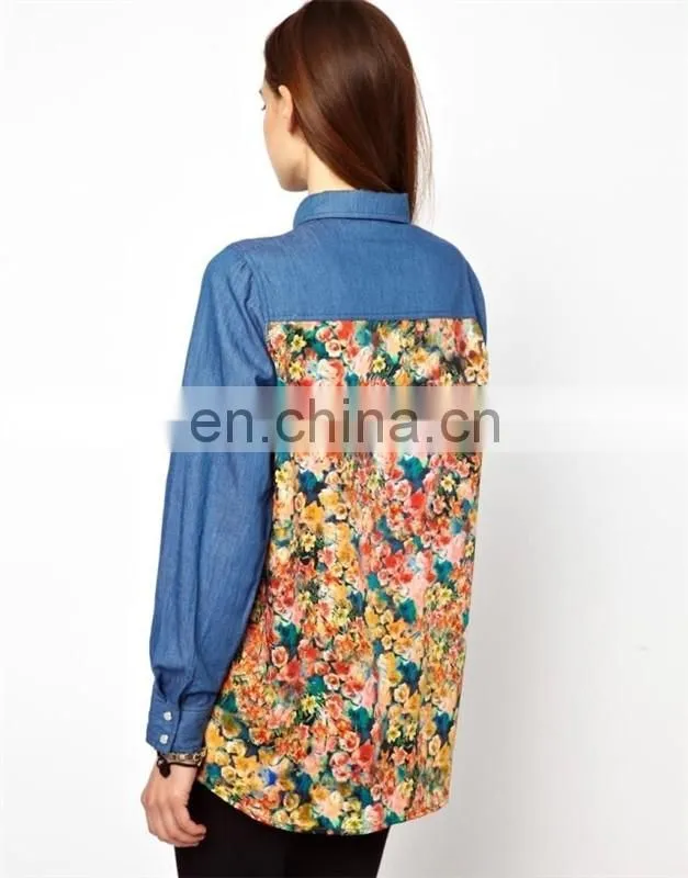 Latest design fashion ladies shirt blouse/flower fashion blouse