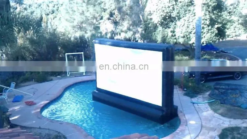 Inflatable floating projection movie screen for swimming party event