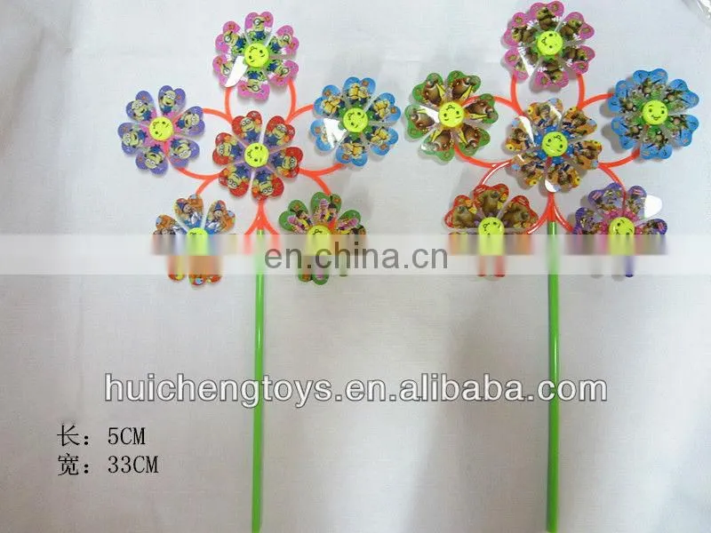 Six plastic fanny faces and flowres pinwheel HC101391