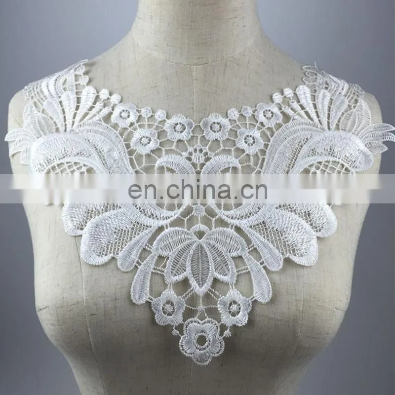 2017 latest custom embroidery neck design lace collar for wedding dresses