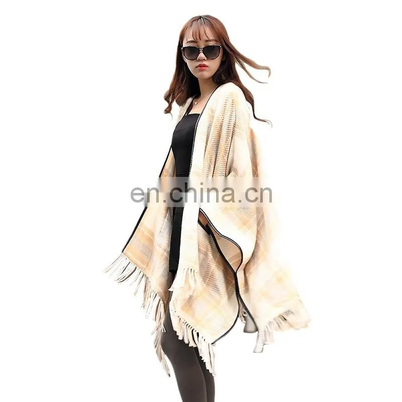 100% acrylic khaki women scarf cappa