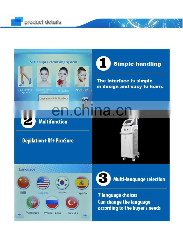 3 handle pieces pico laser hair removal/hair removal dpl rf machine prices