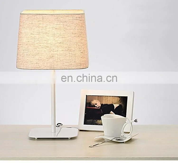 Restaurant hotel simple led table lamp bedroom bed warm table lamp high-grade study room led fabric table lamp