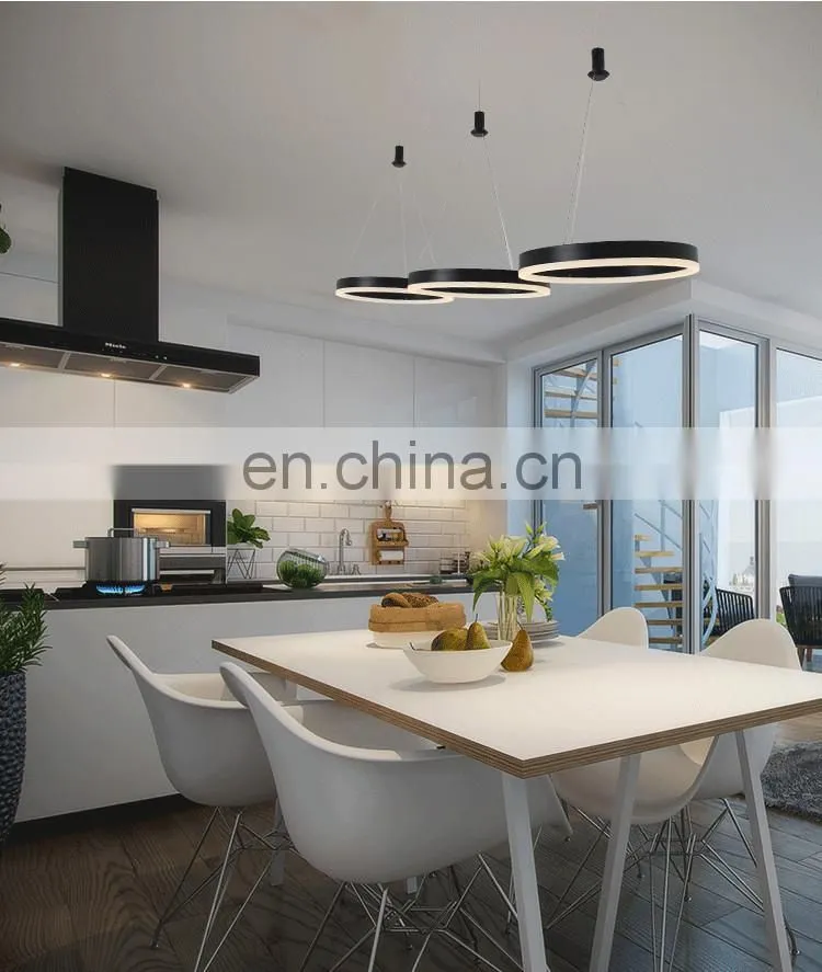 Restaurant chandelier three head simple modern restaurant lamp creative art LED strip dining room lamp black table lamp