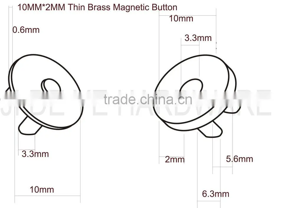 10mmx2mm black nickel small zise Magnetic button