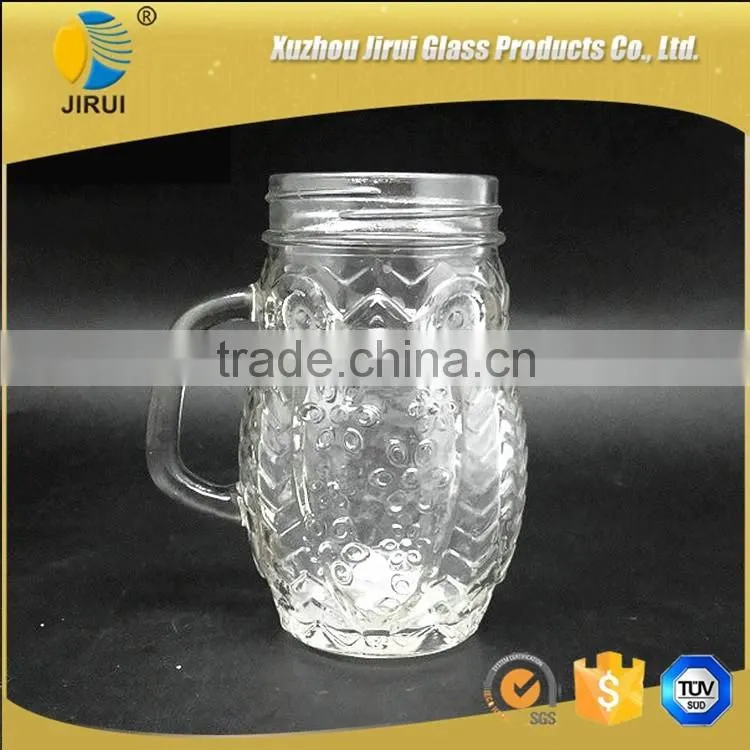 400ml Hot Sale Owl Shape Clear Glass Mason Jar