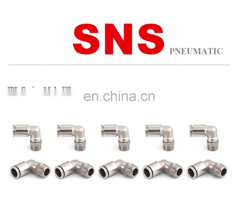 SNS JPL Series nickel plated brass male elbow push to connect pneumatic tube fitting air hose connector