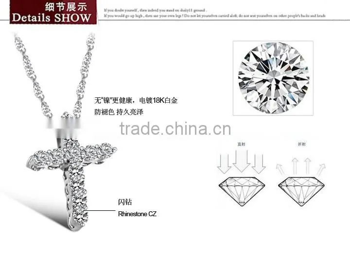 yiwu factory sell cheap 316l stainless sterling steel cross with crystal rhinestone charms pendant allergy free
