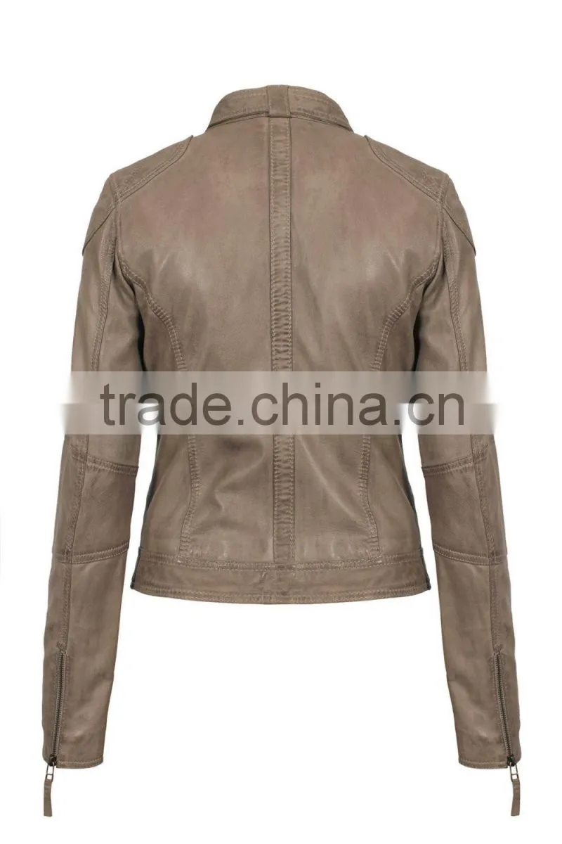 european fashion style leather jacket for women