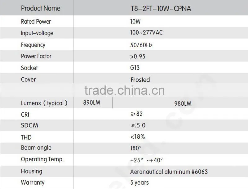 2016 high quality 10W LED tube light flash sale with good price dimmable ip65 home tube8 light 10w