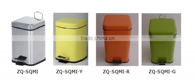 stainless steel square foot pedal trash can