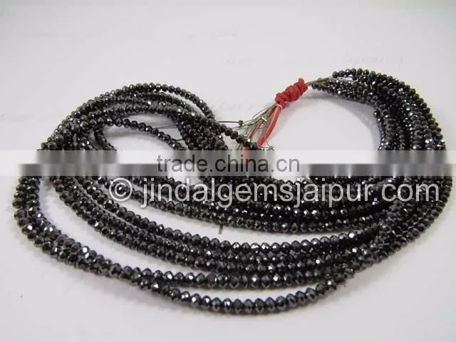 Top Quality AAA Black Diamond Faceted Roundelle Beads 3 To 3.5 MM