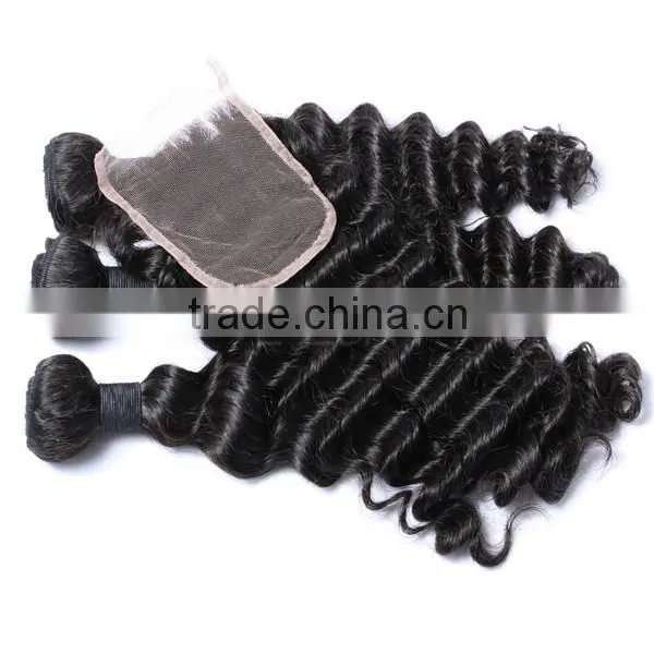 8A natural black 100% virgin Deep wave malaysian hair bundles