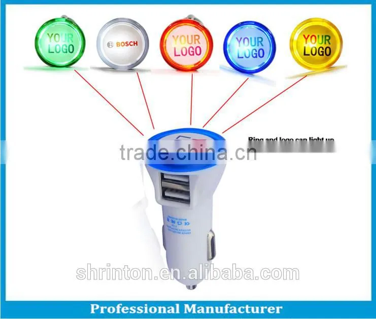 2015 Wholesale manufacturer 5V 2A Portable USB Car Charger for iPhone, iPad, 2 port usb car charger