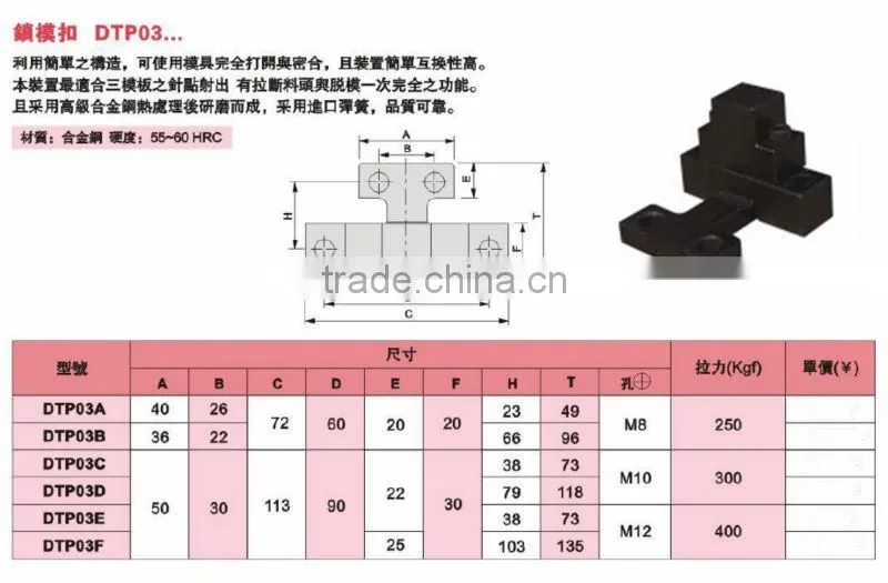 Slide lock for plastic mold