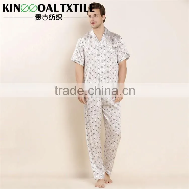 Hot Sell new design Men's Nightshirts 100% Silk Jacquard