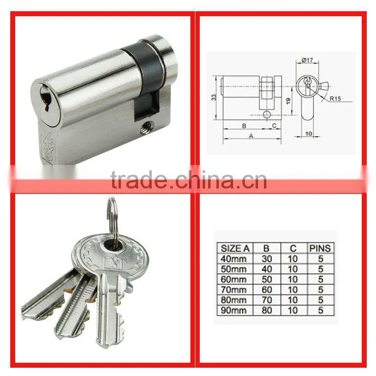 High Quality half door lock cylinder with nickel palted
