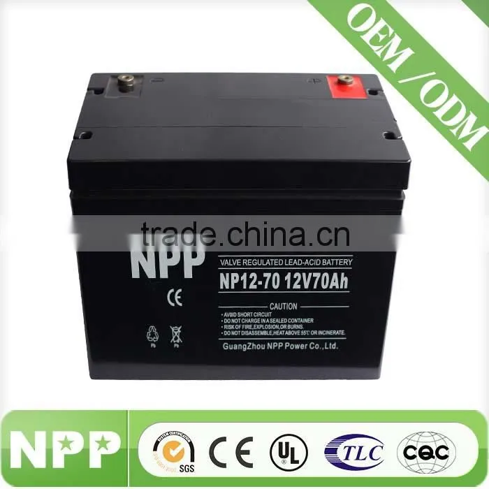 China factory 12v70ah deep cycle hot sale battery rechargeable for telecom system