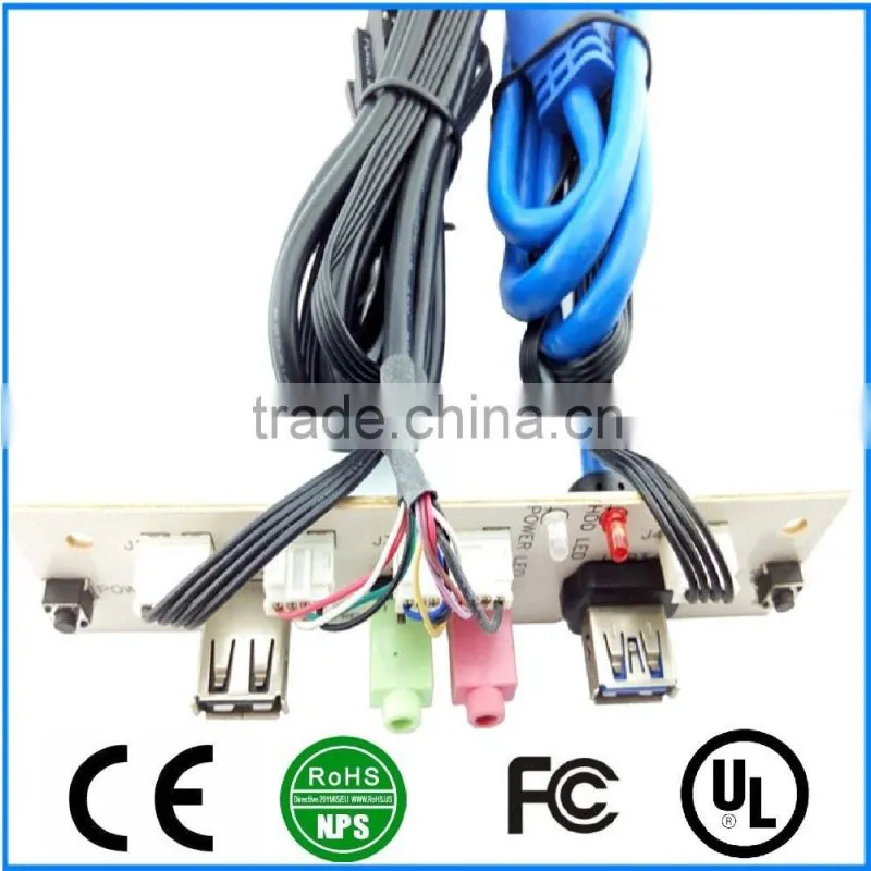Front Panel Dual USB3.0+USB2.0+Power Switch+Reset SW+HD AUDIO I/O PC Board For Computer With Cable
