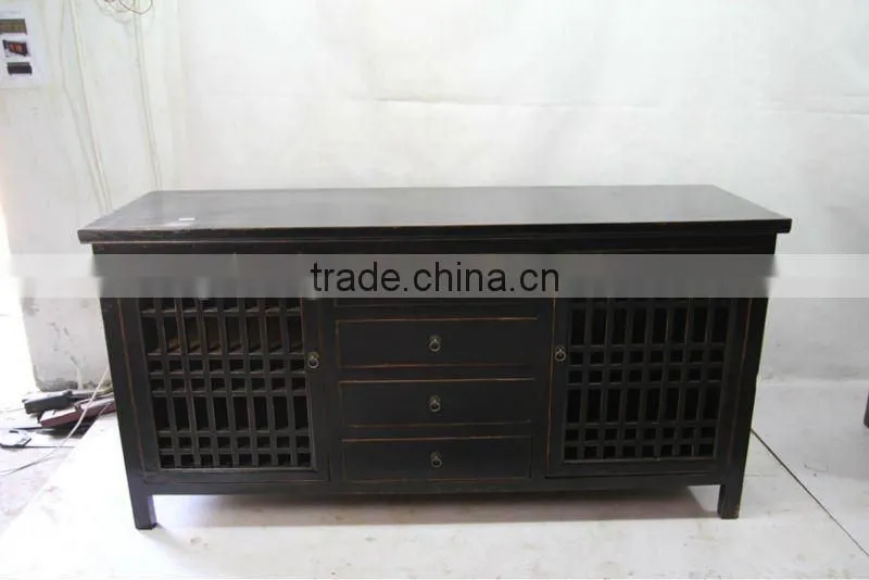 Chinese antique reclaimed solid wood carving cabinet